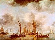 Jan van de Cappelle A Dutch Yacht and Many Small Vessels at Anchor Germany oil painting reproduction